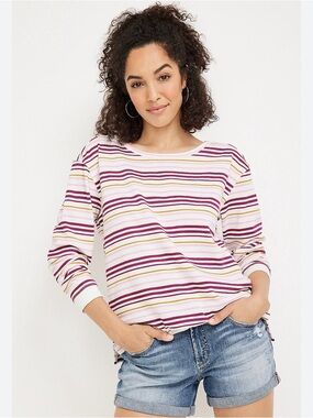 Striped Criss Cross Back Sweatshirt